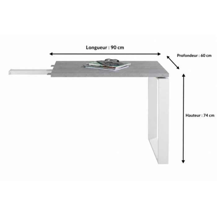 Retour de Bureau Gris Béton 90 cm – Extension pour Bureau - OFFICIO