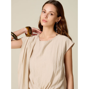 Oltre - Blusa in misto viscosa con drappeggio - Beige