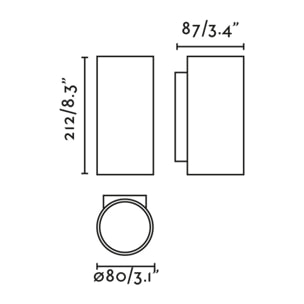 KOV 2L Lampada da parete rotondo bianca 2700K 23°/23°