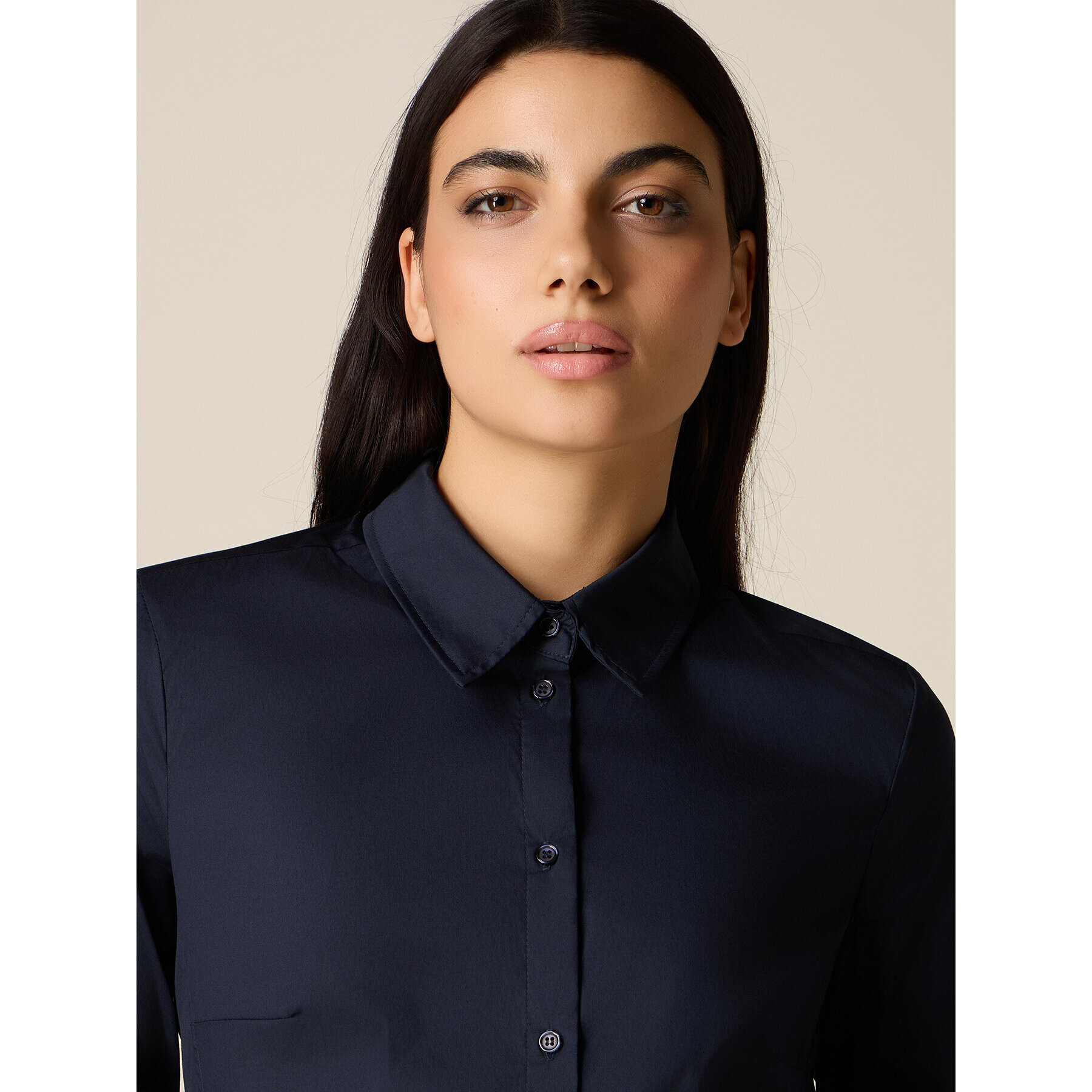 Oltre - Camisa básica de popelina - Azul