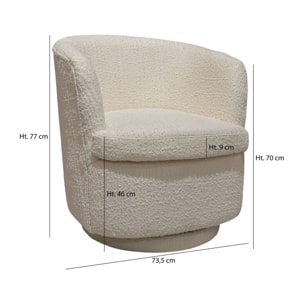 Fauteuil pivotant en bouclette blanche MALO