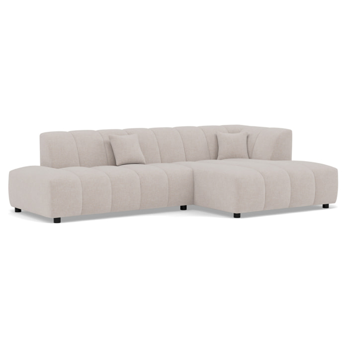 Curtis - canapé d'angle droit 4 places sans accoudoir en tissu texturé - Beige