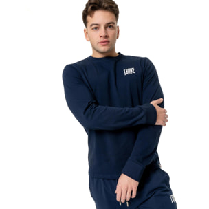 Camiseta de algodón elástico de manga larga con logo grande "Basic" para hombre