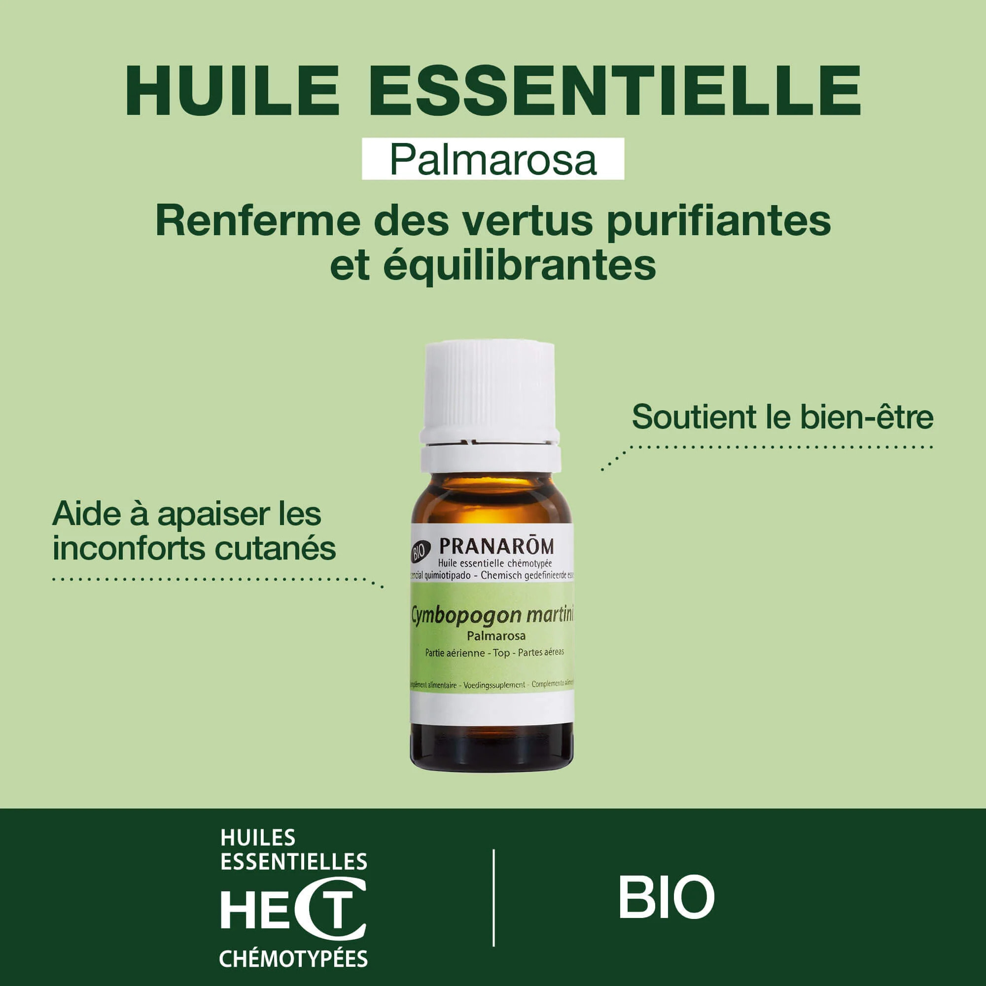 Pranarom - Huile Essentielle de Palmarosa - Bio - 10 ml