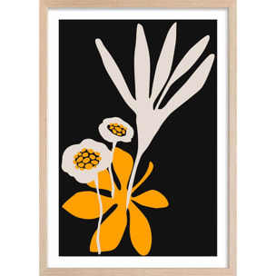 Poster fleurs colchiques Affiche + cadre en bois - Chêne