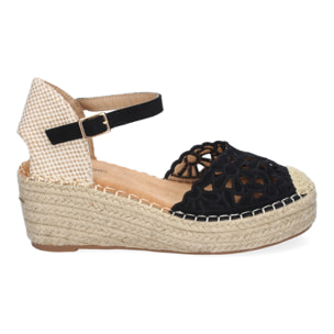 Sandalia de Cuña de Yute para Mujer, Comodas y Elegantes, Diseño Floral Bordado