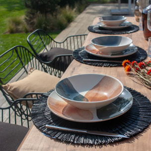 Lot de 4 set de table en raphia noir 38cm PAROS