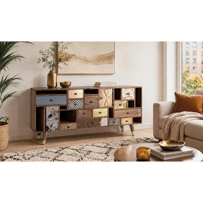 Aparador de Madera de Mango Estilo Boho Retro