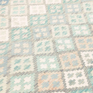Tapis kilim géométrique, tissé plat en laine, ONERUKI