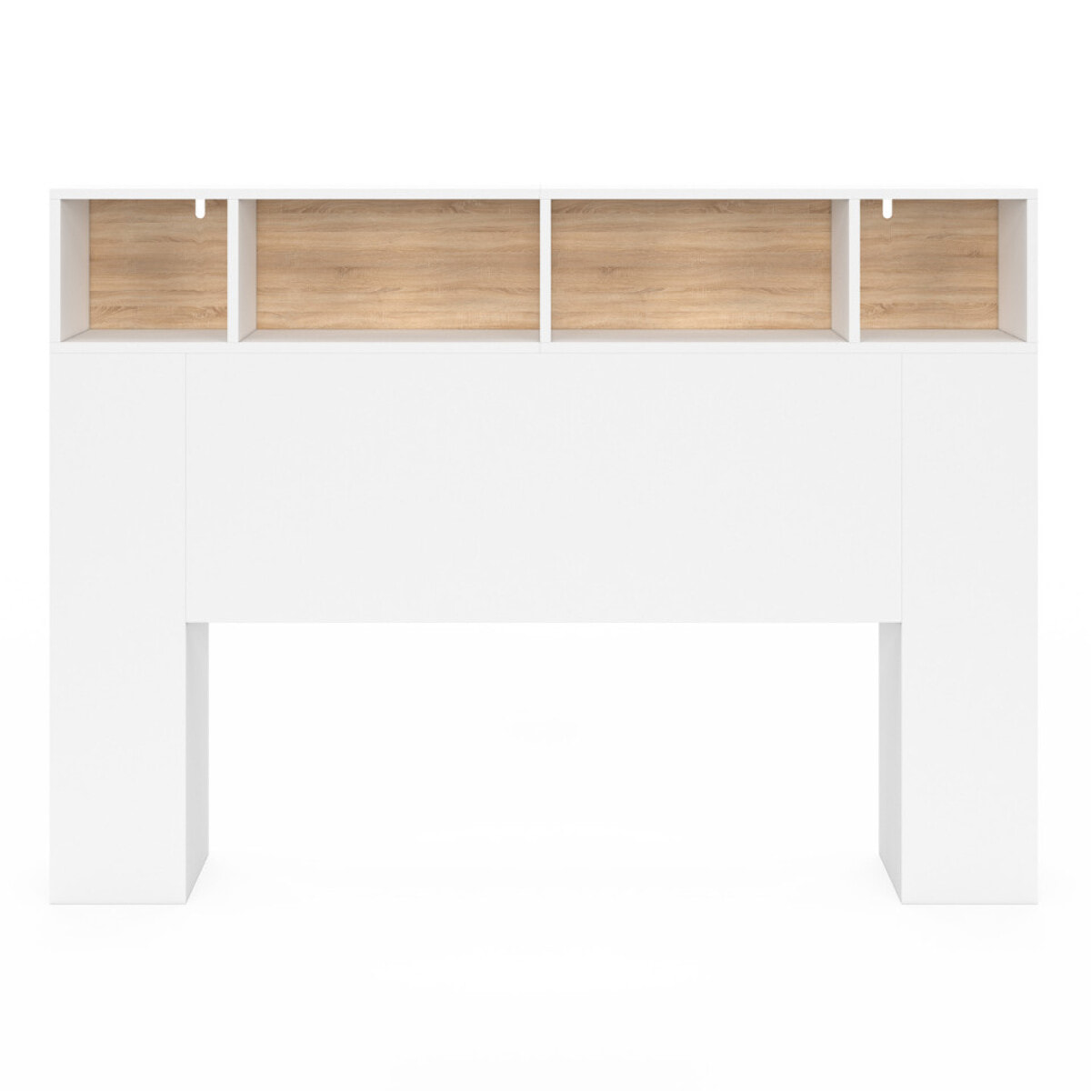 Tête de lit Léo bois et blanche avec rangements 145cm