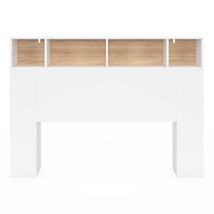 Tête de lit Léo bois et blanche avec rangements 145cm