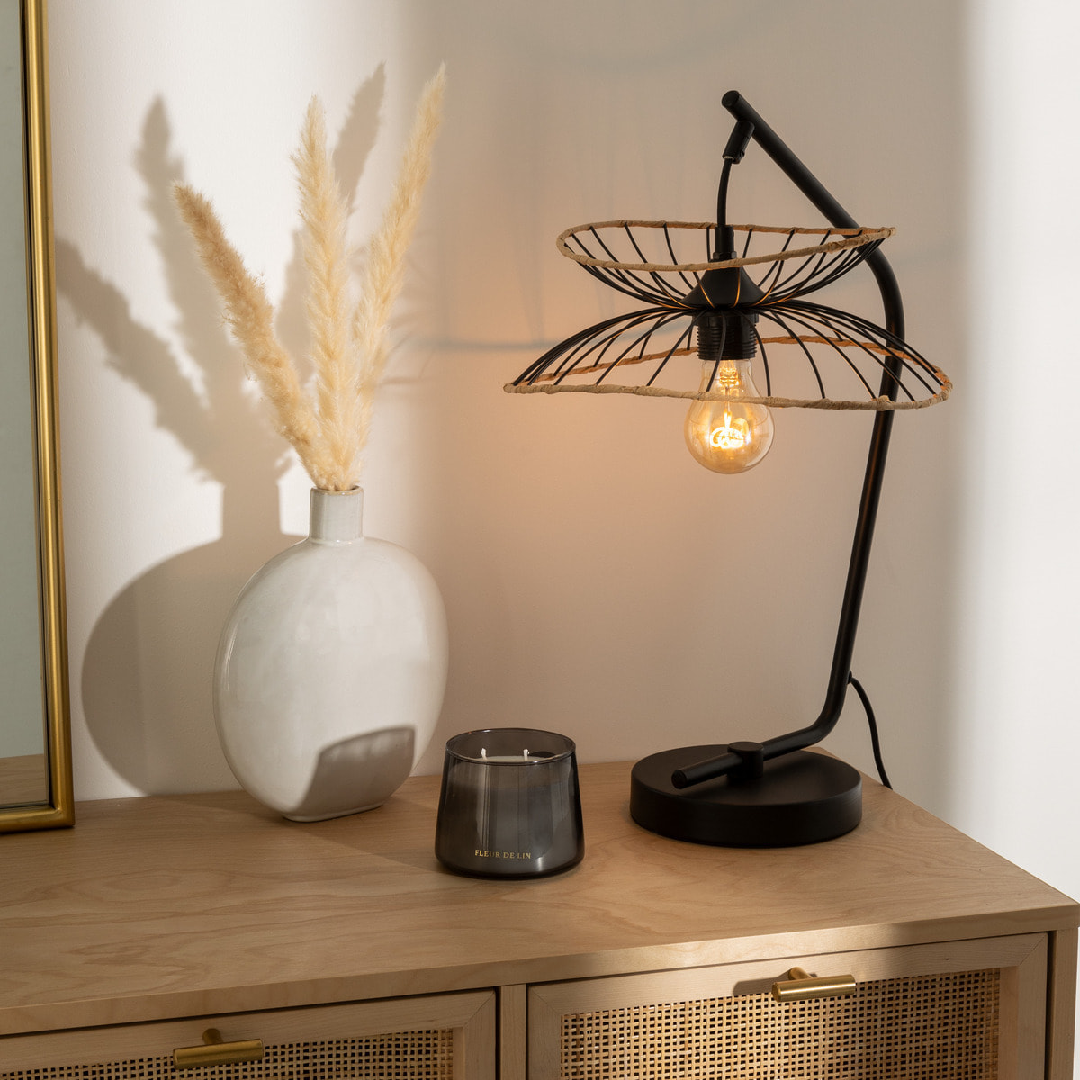 Lampe à poser "Alara" - métal et silicone - noir - H50 cm