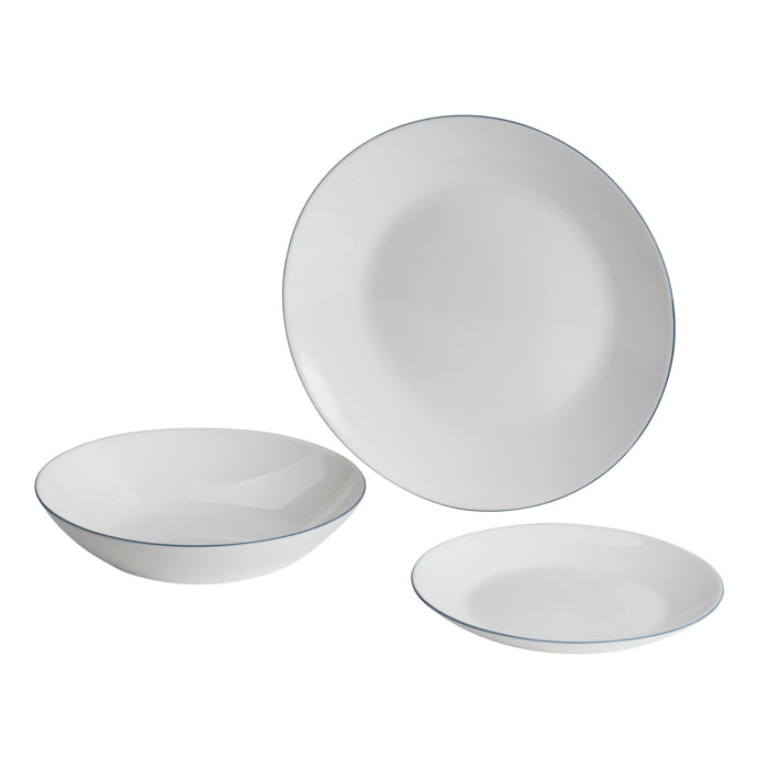 Juego de Vajilla Blanco con borde azul San Ignacio