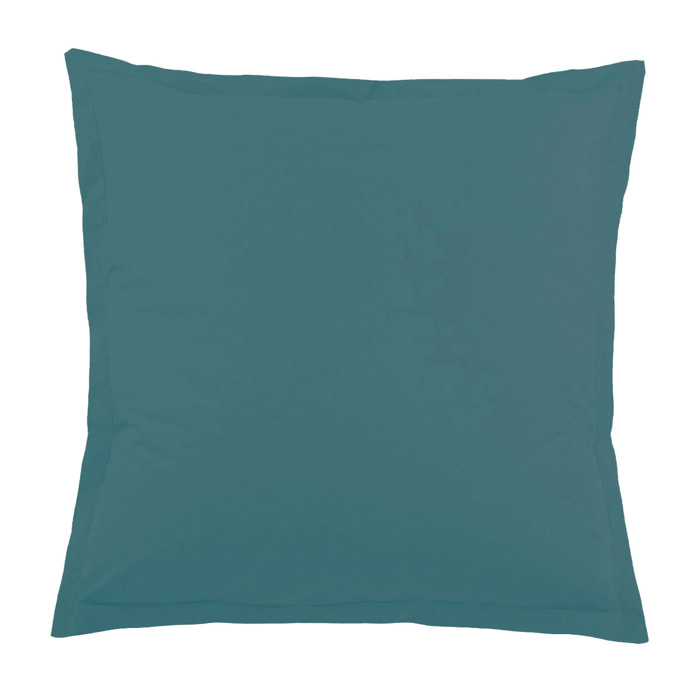 Taie d'Oreiller Unie en 100 % Coton - Bleu Paon