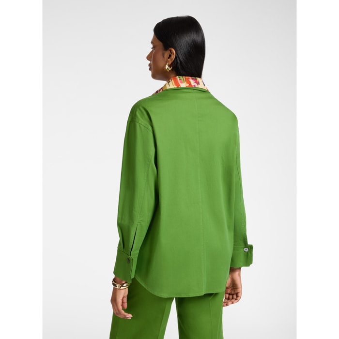 Elena Mirò - Camicia in gabardina con tasche - Verde