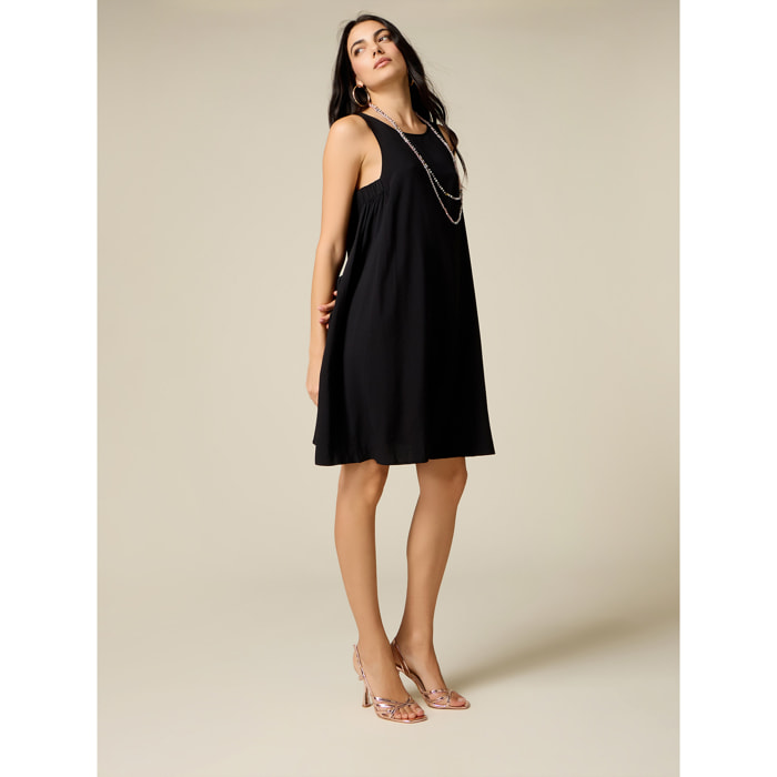 Oltre - vestido oversize sin mangas de viscosa - Negro