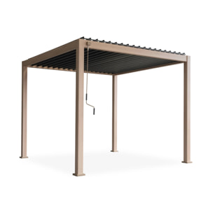 Pergola bioclimatique aluminium coloris bois Triomphe 3x3 m lames orientables