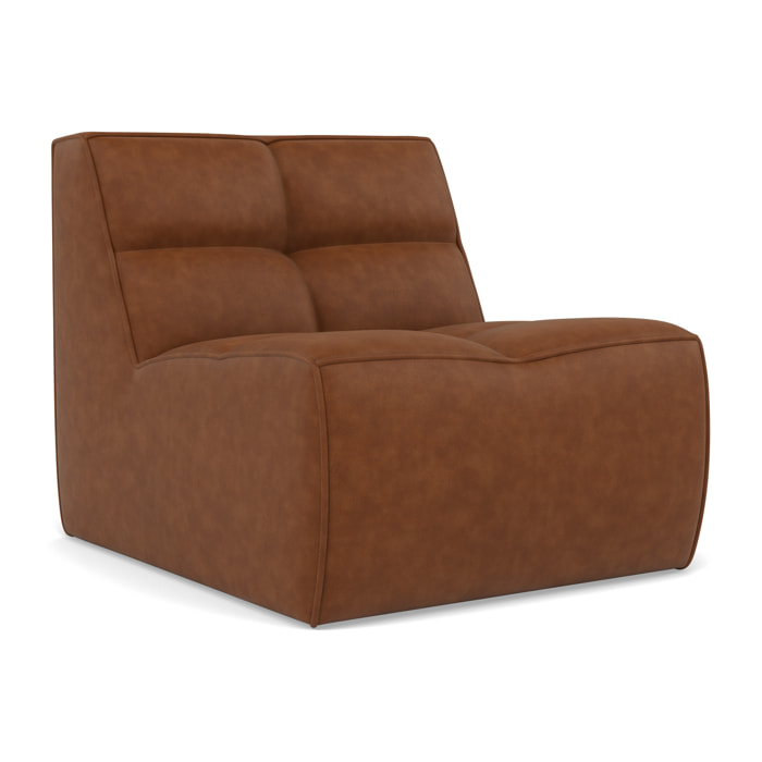 Alya - module d'assise sans accoudoir en simili - Cognac