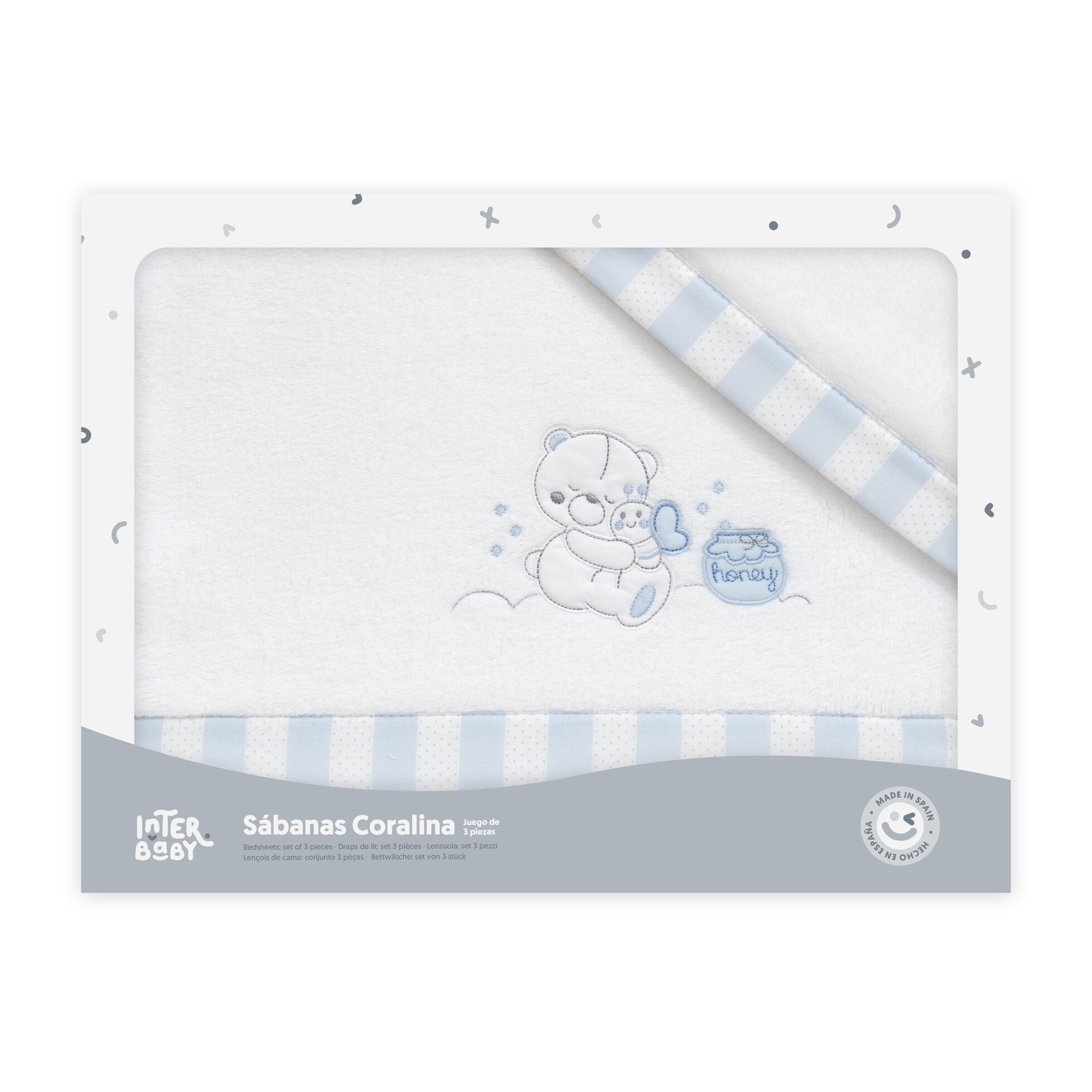 Triptico Coche Coralina Mod Honey Bear Bco/Azul