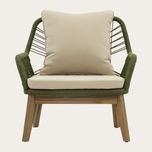 Chaise de jardin Kairo -bois massif dacacia, corde et revêtement-couleur naturel 72 x 80 x 74 cm