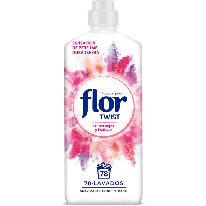 Flor Twist Frutos Rojos y Exóticos - Suavizante concentrado para la ropa con notas naturales - 78 lavados