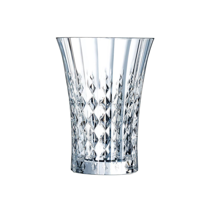 6 verres à jus et soda 36cl Lady Diamond - Cristal d'Arques - Verre ultra transparent au design vintage