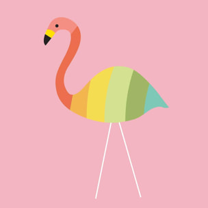 Affiche enfant flamant citron  Affiche sous cadre bois