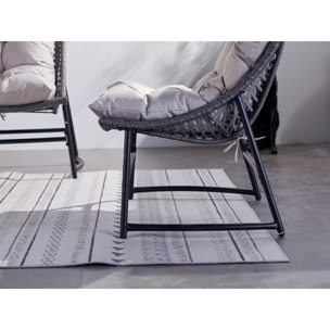 Salon de jardin bas 4 places en résine gris GOLA