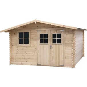 Abri de jardin en bois 14m² "Oz" - 388 x 298 x 225 cm - 28 mm