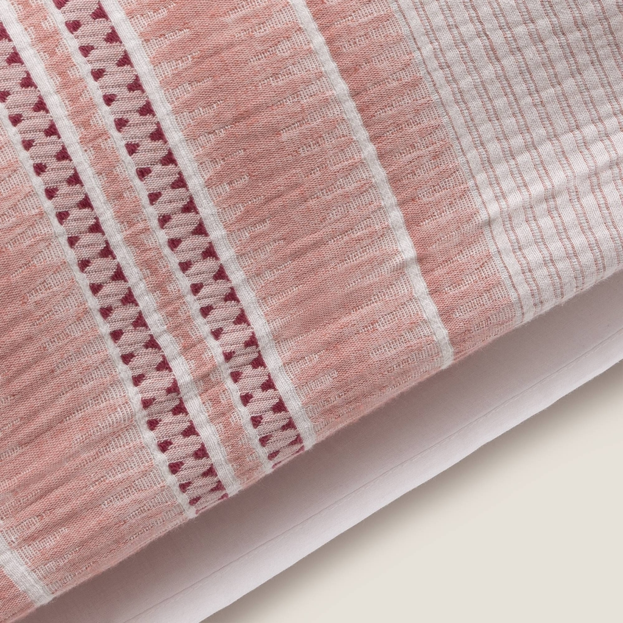 Funda almohada algodón rayas Kimle color rojo