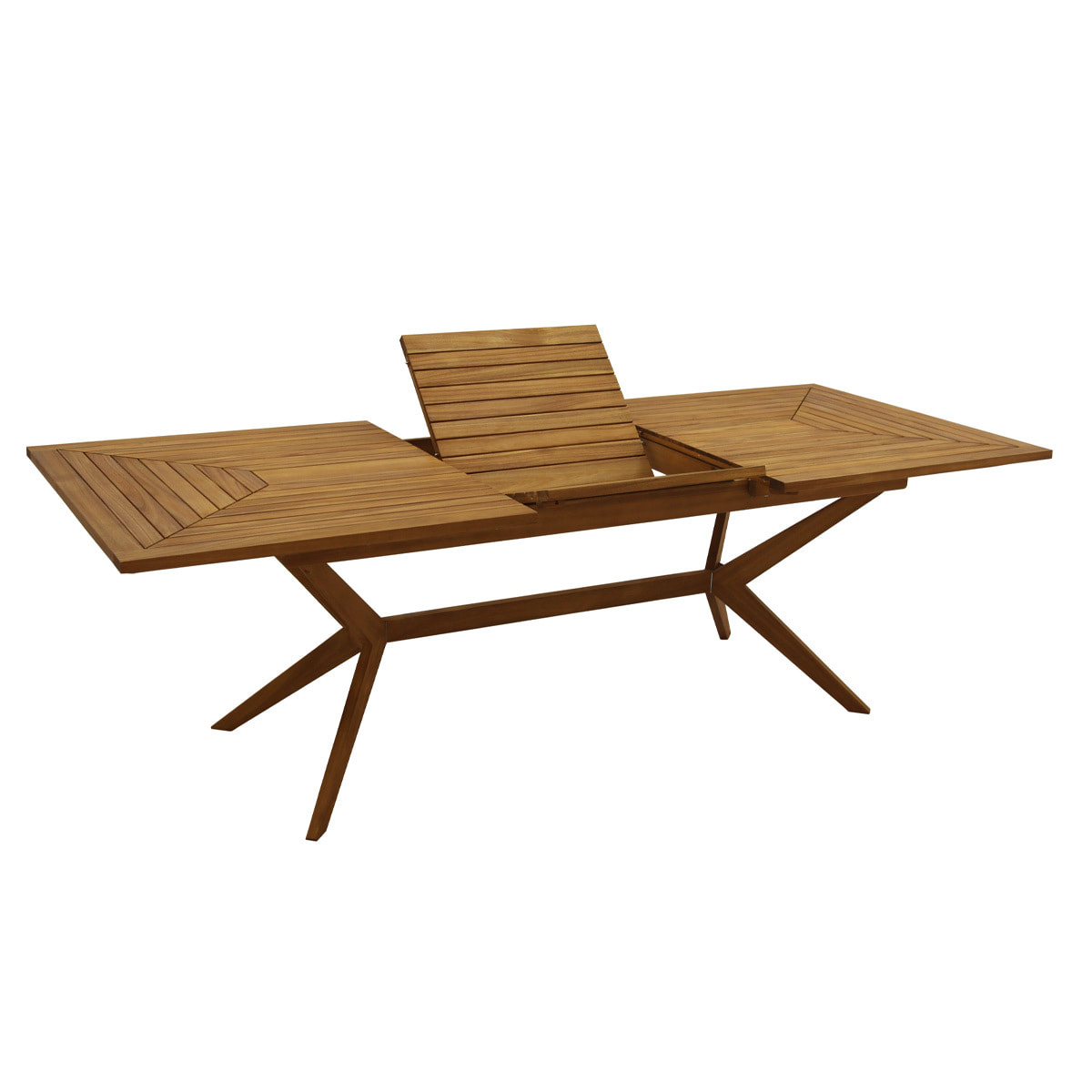 Table de jardin extensible rallonges intégrées en bois massif L180-240 cm SANTO