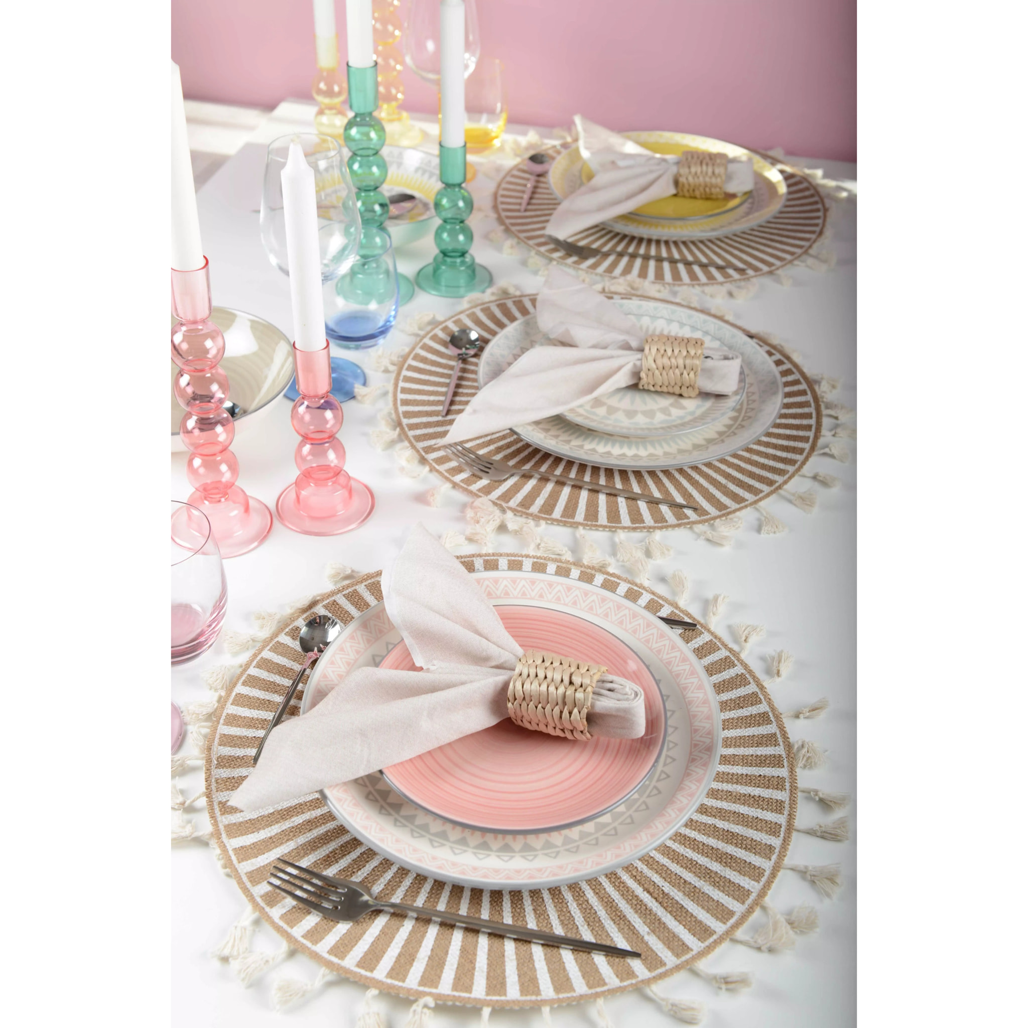 Lot de 6 Dessous d'assiette aztèque blanc