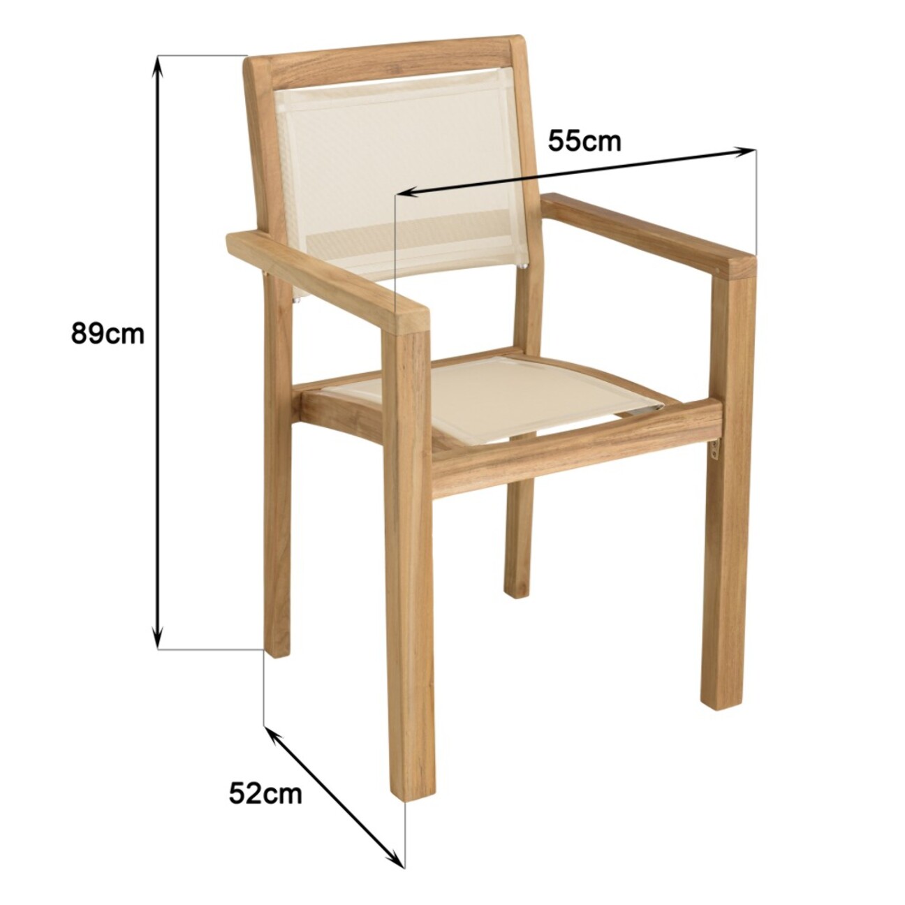 FUN - Lot de 2 fauteuils empilables textilène couleur beige