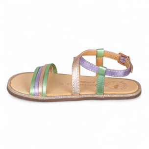 SANDALIA BAREFOOT DE PIEL CHETTO TIRAS ORO ROSADO
