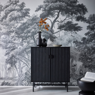 Buffet décor bois rainuré 2 portes 80cm BAZALT