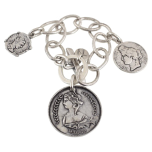 Pulsera cadena Gran Moneda plata