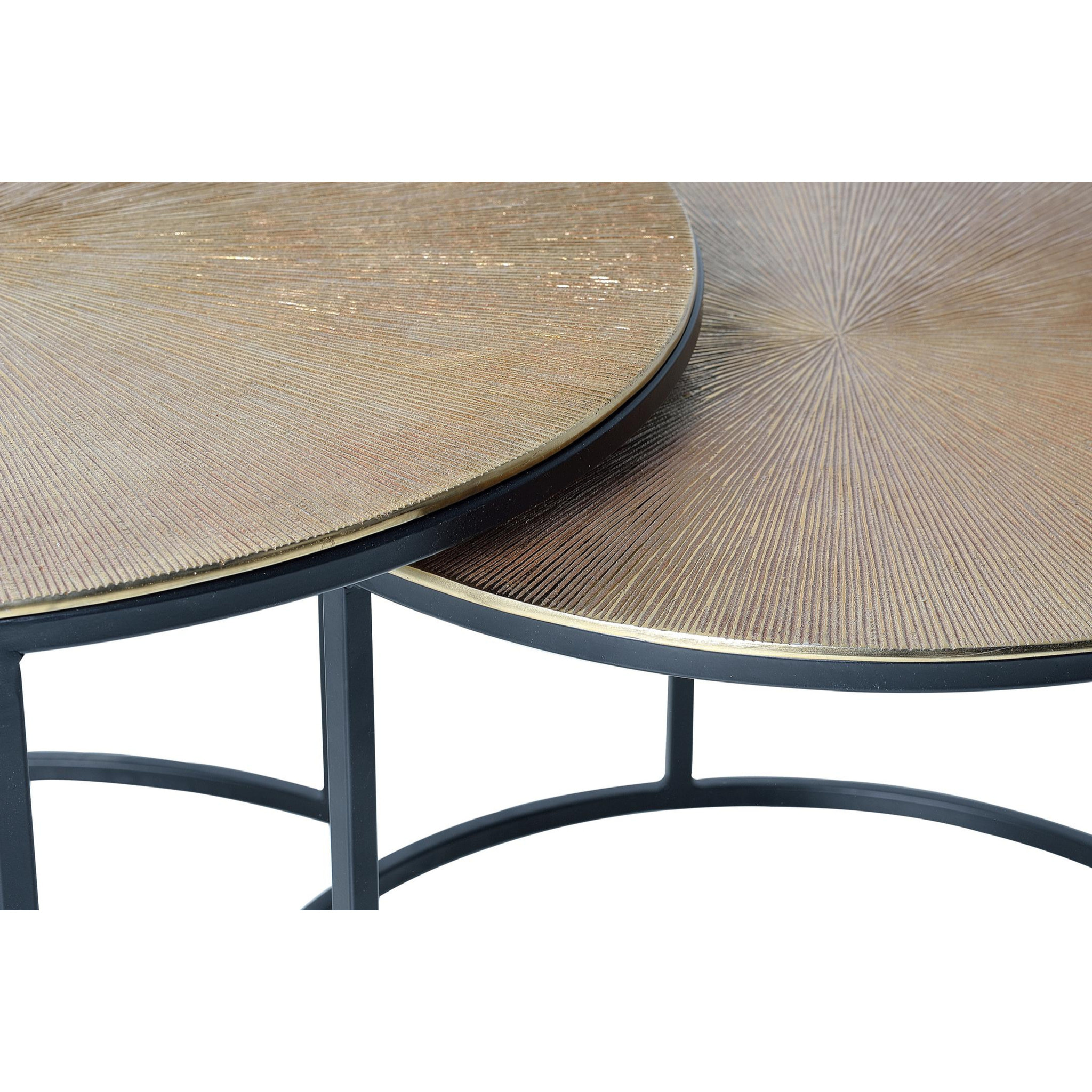 Lot de 2 Tables basses de bronze grande table : 70 cm, petite table : 60 cm style industriel