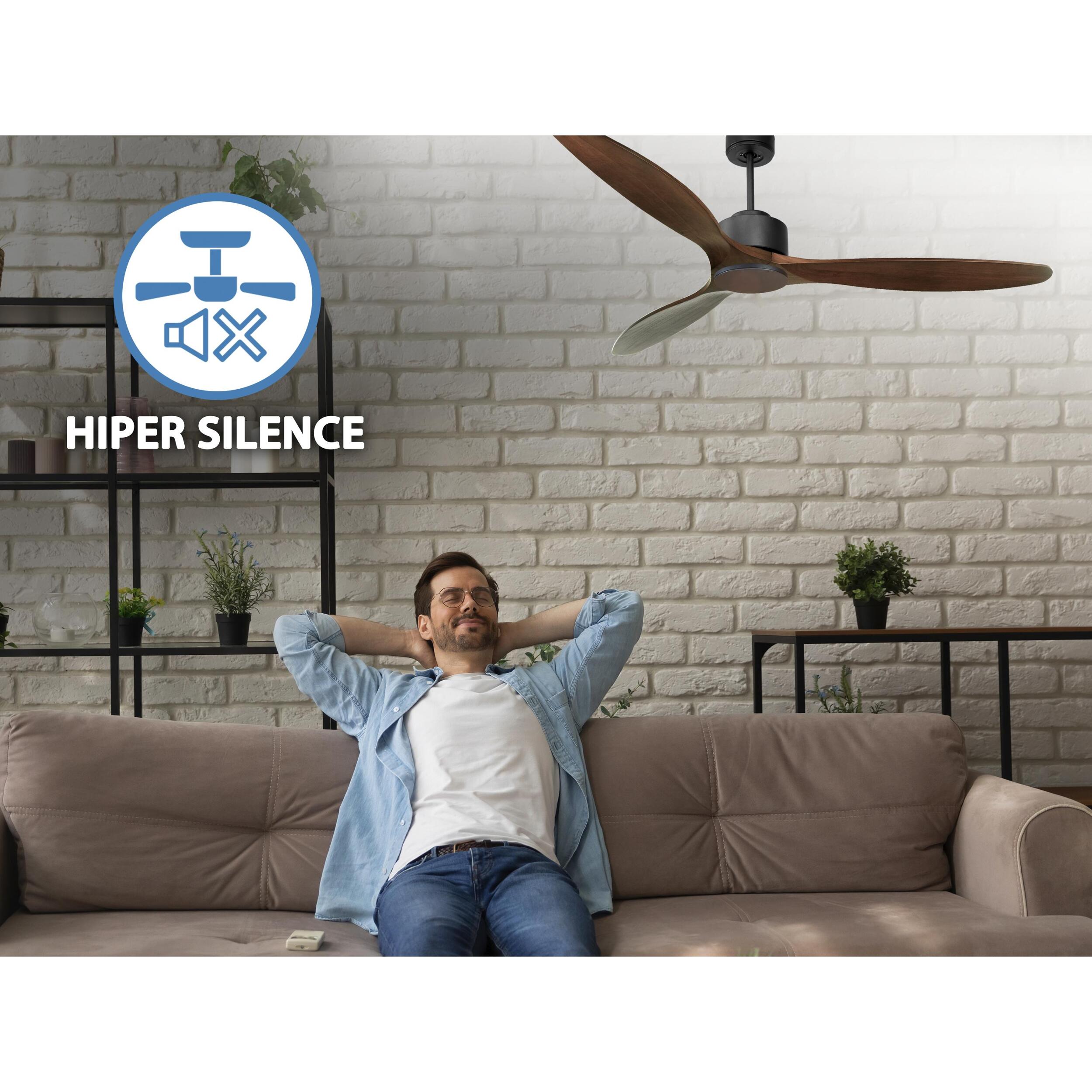Ventilateur de plafond ø166 cm avec Wifi Réversible Hypersilence 40   W Noir