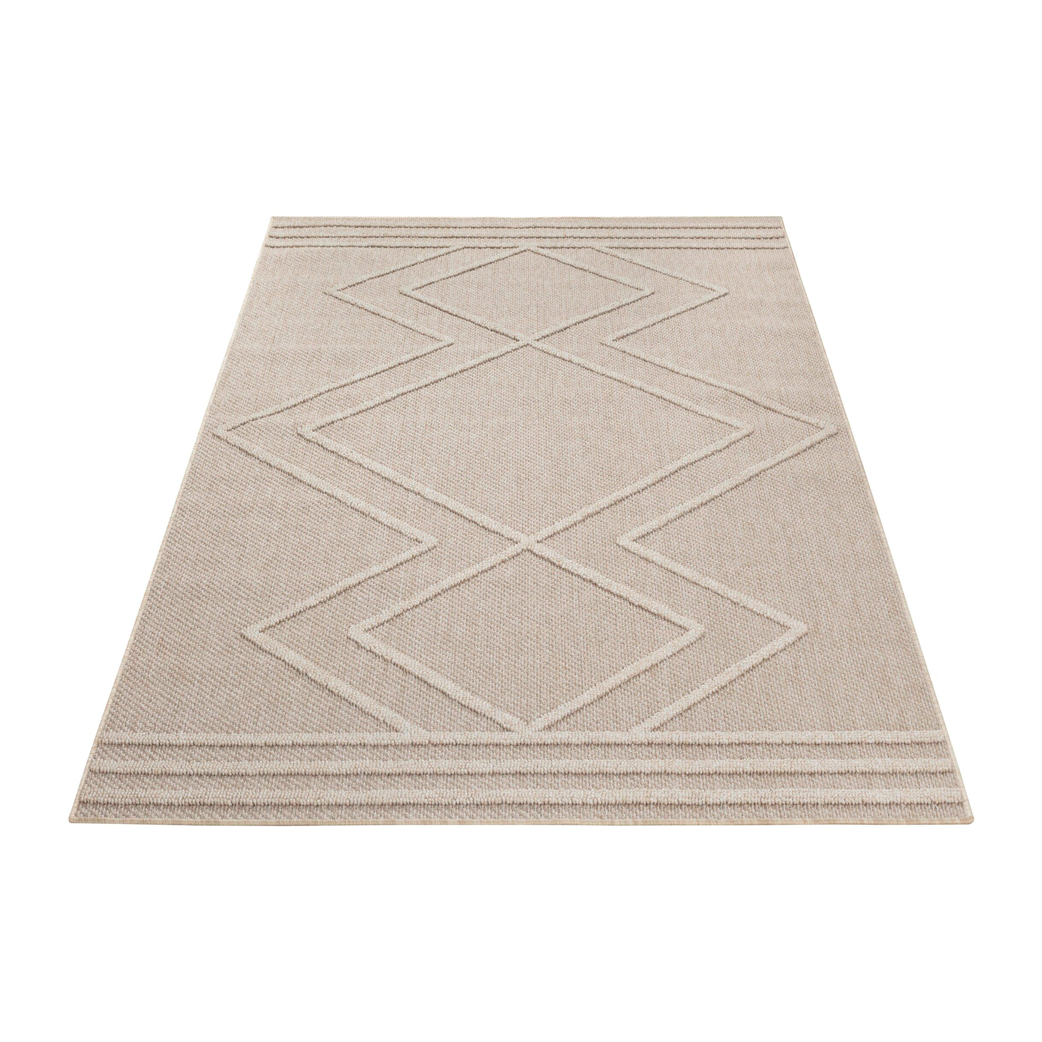 PATARA - Tapis intérieur/extérieur motif géométrique beige - PAT4954BEI