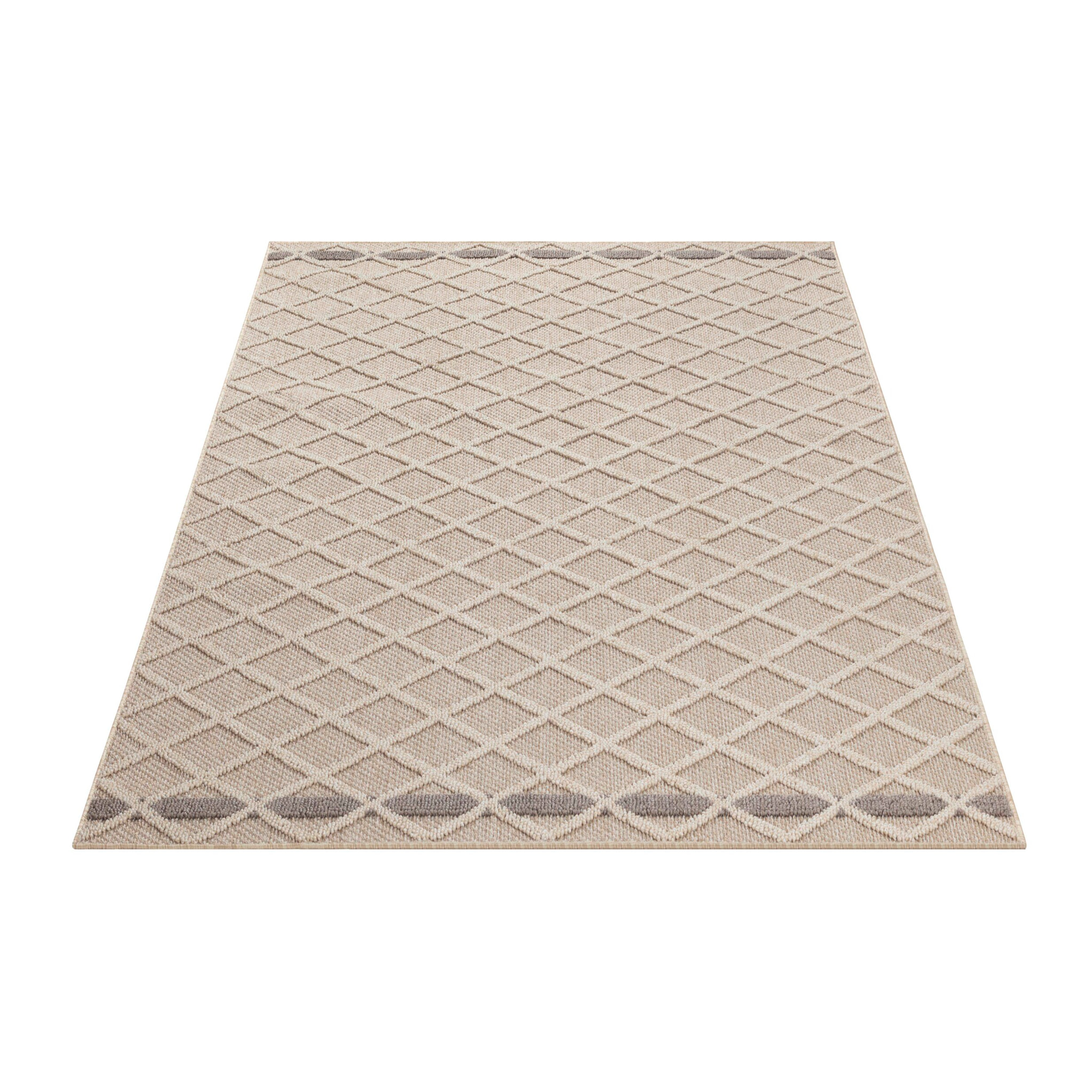 PATARA - Tapis intérieur/extérieur motif losange beige - PAT4953BEI
