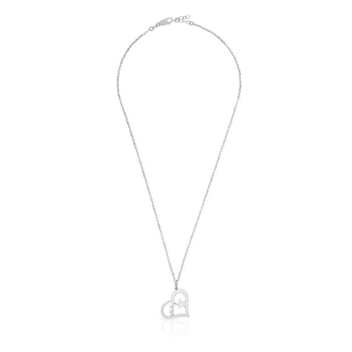 Collana in Argento 925 con pendente a forma di cuore e scritta MUM