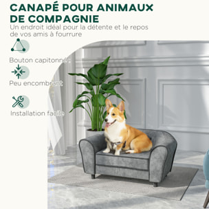 Canapé pour chien design - coussin déhoussable - dim. 74L x 41l x 32,5H cm - velours gris