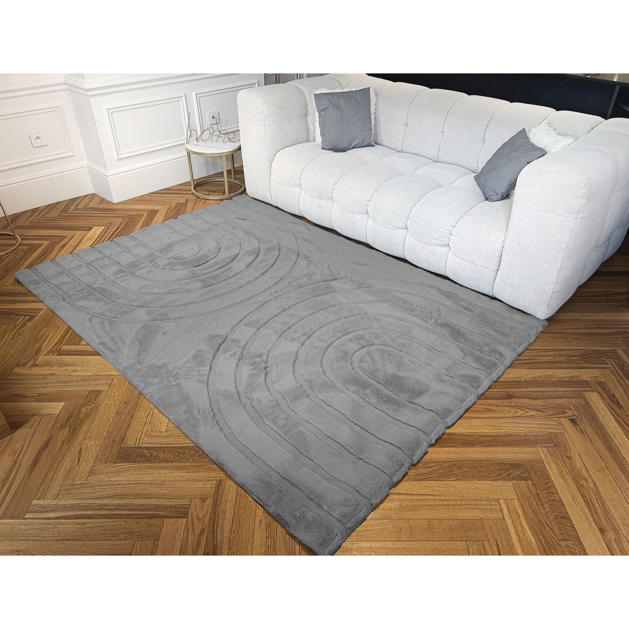 ALASKA - Tapis doux à motif arc anthracite