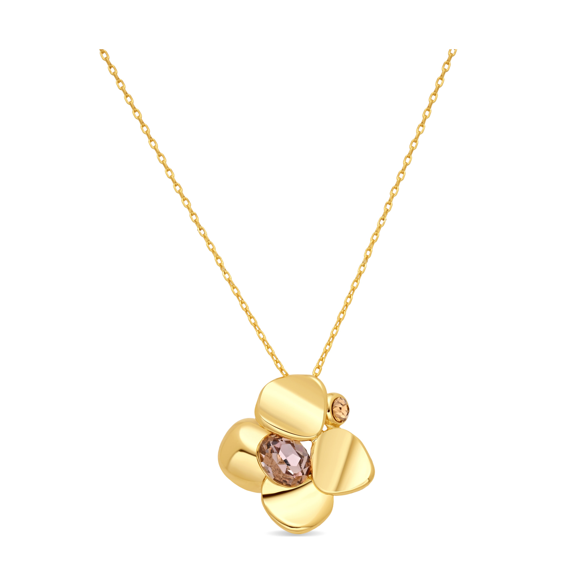 Collar de Cristal Rosa acabado en oro amarillo de 18k