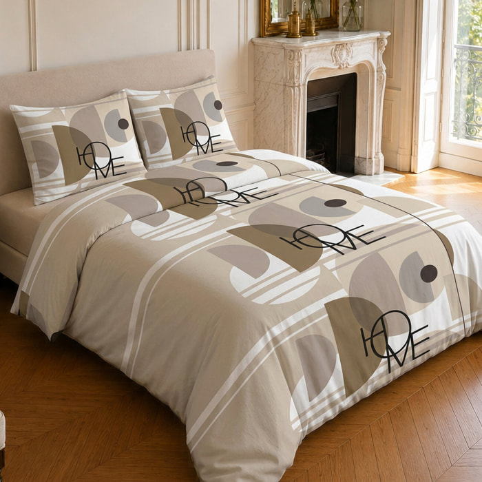 Parure housse de couette 100% coton motif géométrique - THÉODORE HOME