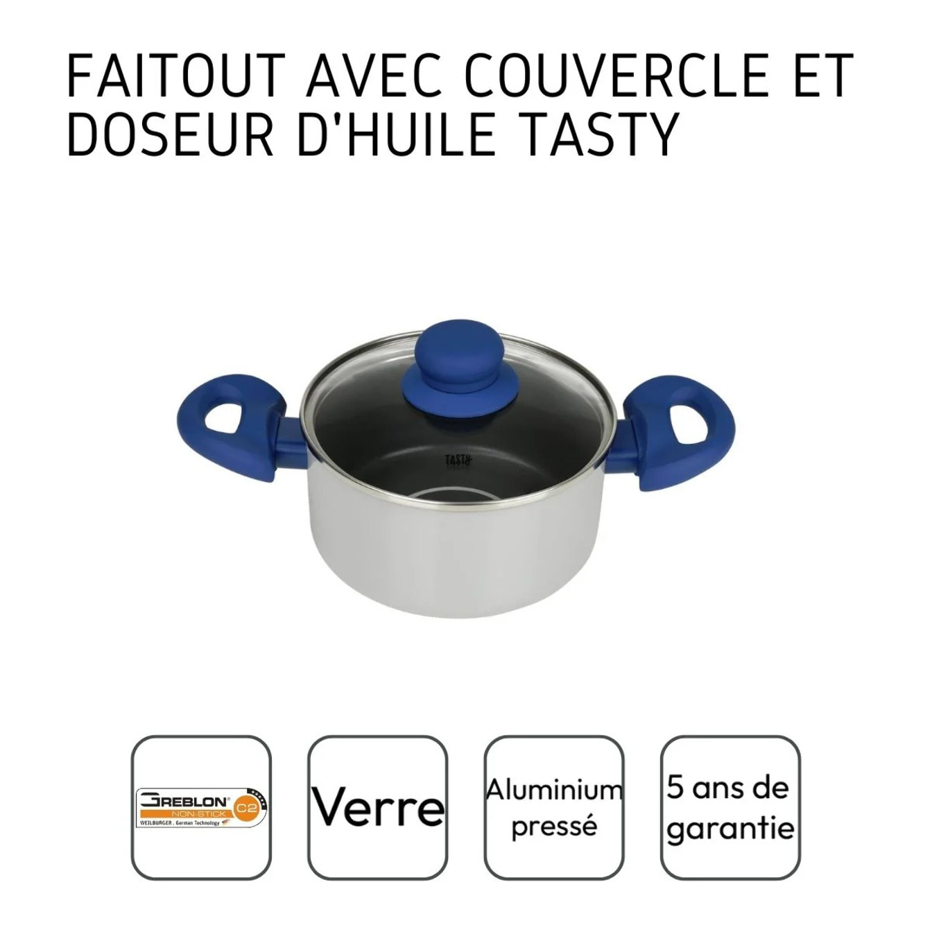 Faitout avec doseur d'huile et couvercle 16 cm Tasty Casserole