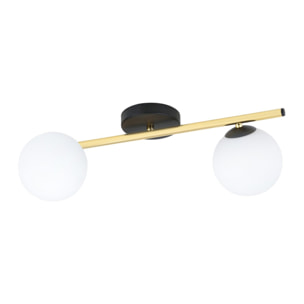 Lampada a sospensione SPLENDI in acciaio nero opaco e oro con sfere in vetro