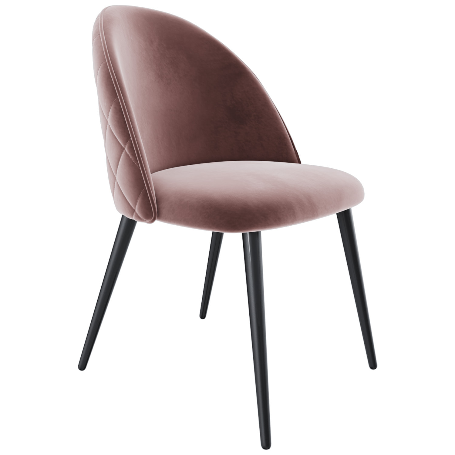 Set di 4 Sedie Imbottite Da Pranzo In Velluto Sedia Gambe In Metallo Nero Schienale Soggiorno Salotto Camera 43 x 47.5 x 80 Cm (Rosa)