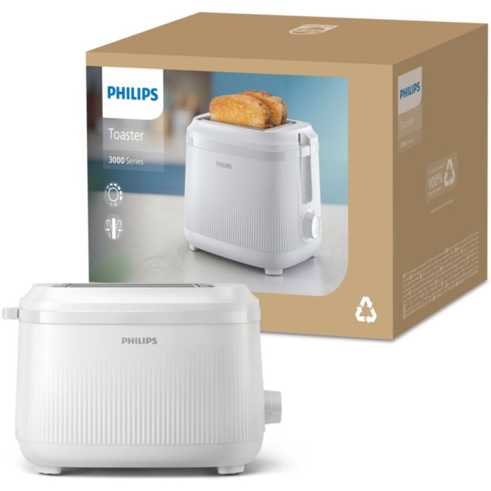 Grille-pain PHILIPS HD2511/00 Toaster blanc Série 3000, 2 fentes, 900W