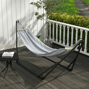 Hamac pliable complet - support acier, toile hamac coton - support 2 en 1 hamac chaise suspendue - noir gris